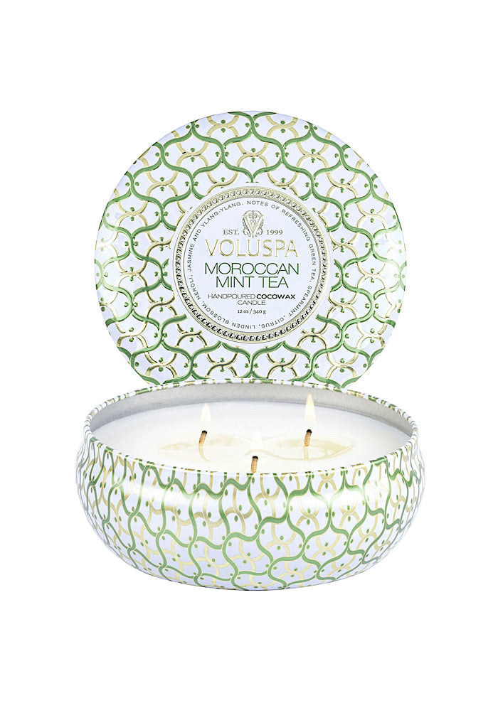 VOLUSPA 3 Wick Tin Candle Moroccan Mint Tea