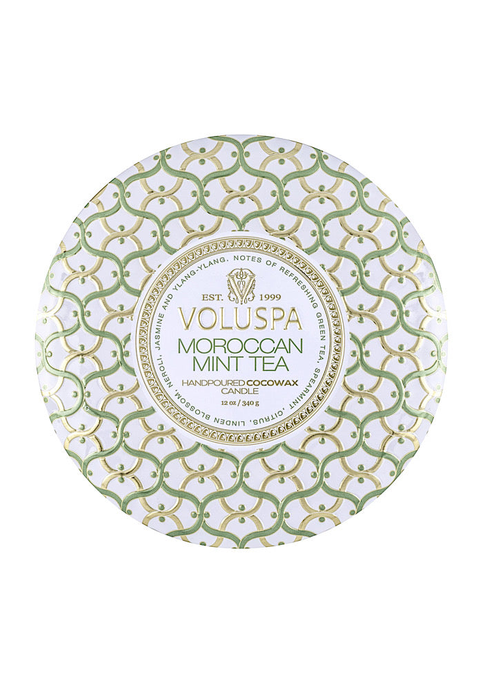 VOLUSPA 3 Wick Tin Candle Moroccan Mint Tea