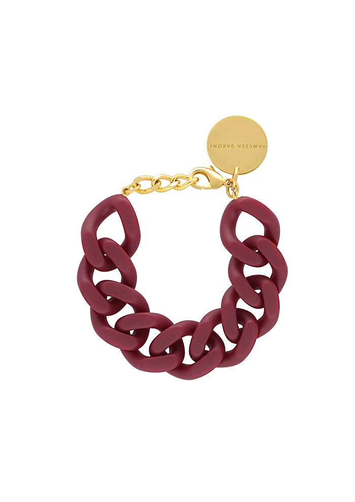 VANESSA BARONI Flat Chain Bracelet Matte Bordeaux