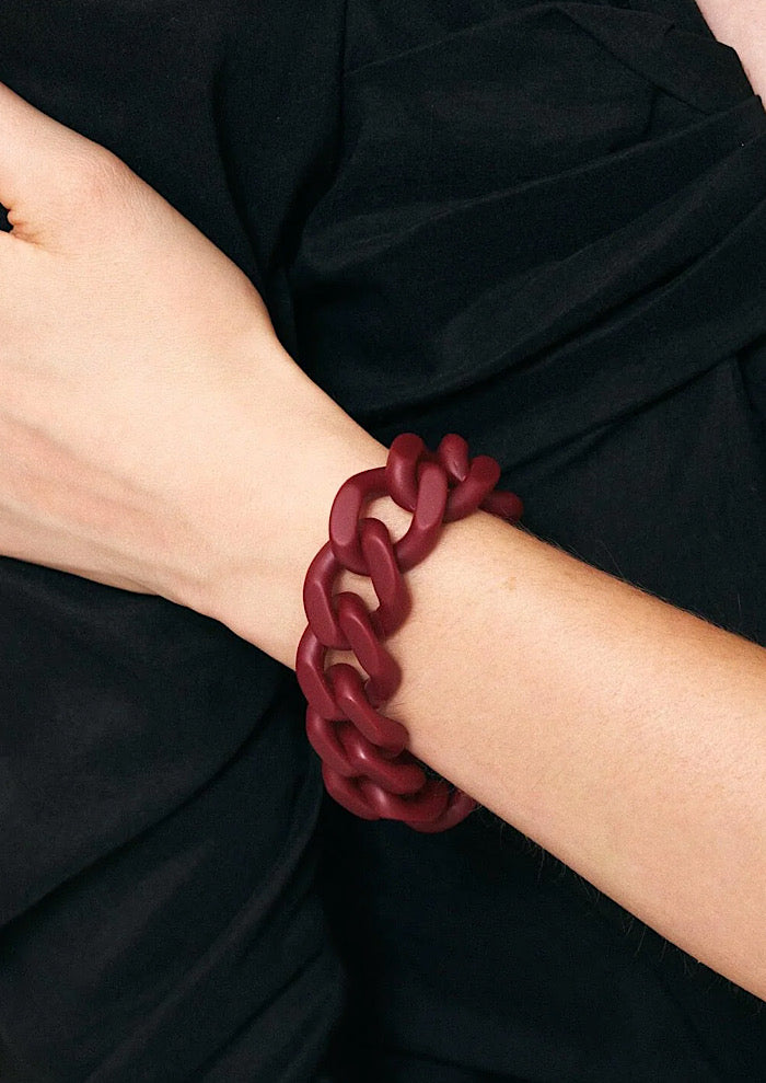 VANESSA BARONI Flat Chain Bracelet Matte Bordeaux