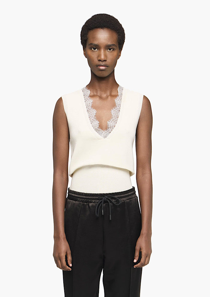 JW ANDERSON V-Neck Lace Trim Vest