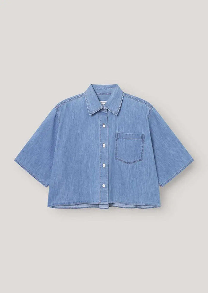 SOSUE Bluse Short Sleeve Denim